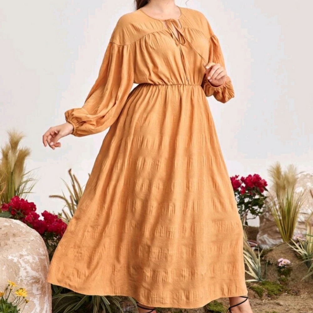 #31 Brand New Plus Tie Neck A Line Dress - Picture 5 of 5